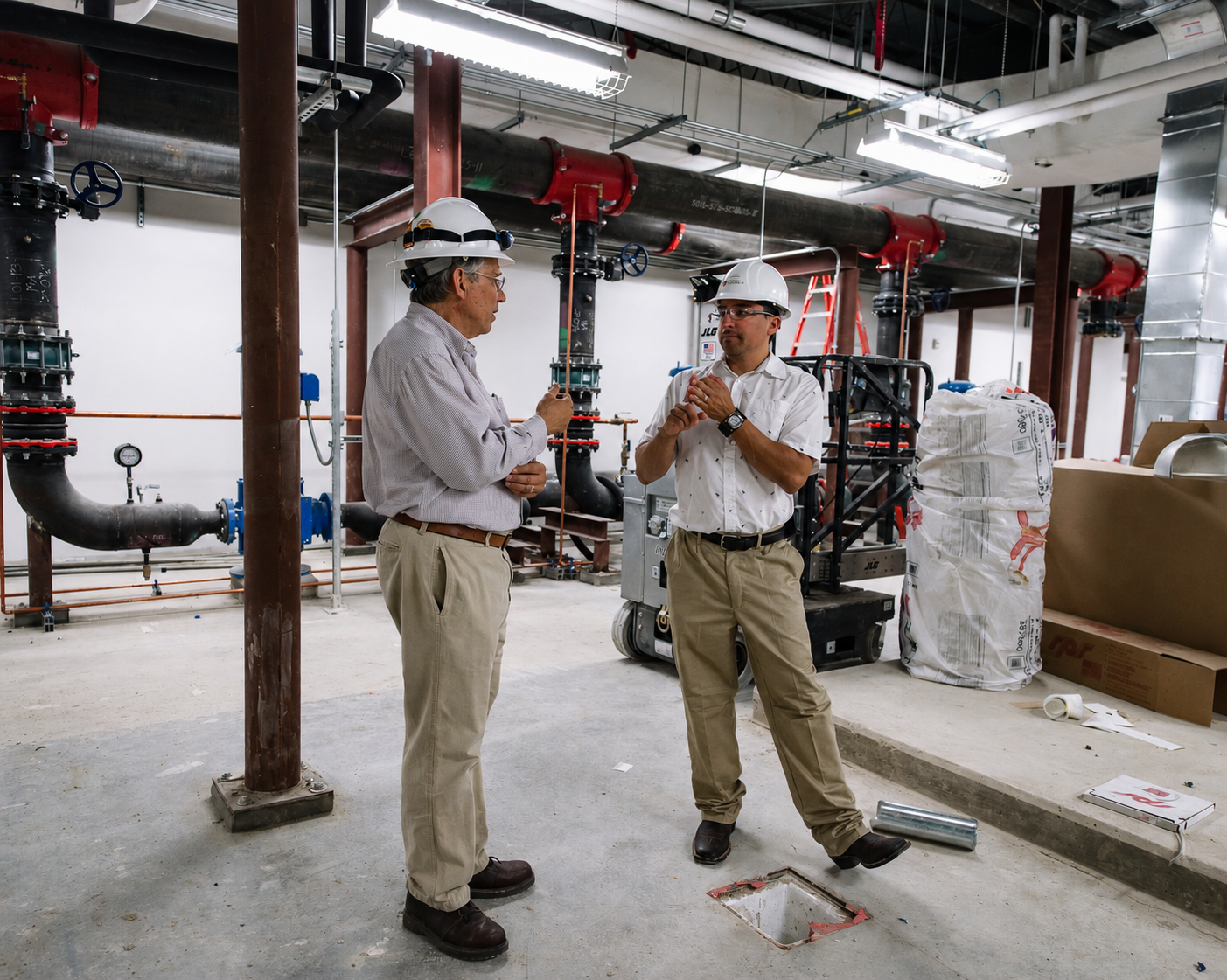 Engineer verifying building system performance and documentation